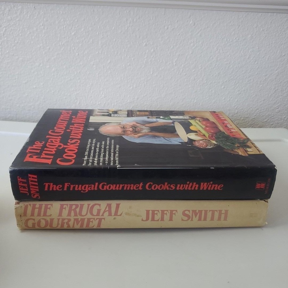 The Frugal Gourmet & Cooks with Wine Jeff Smith Cookbook Lot Hardcover 2 Books